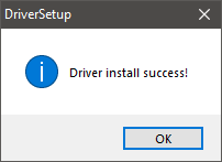 Original Driver Install Success message