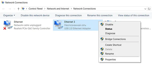 Original USB 2.0 Ethernet Adapter properties screenshot