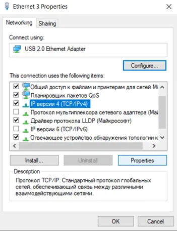 Original screenshot showing Internet Protocol Version 4 enabled