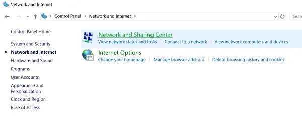 Original Network and Sharing Center screenshot